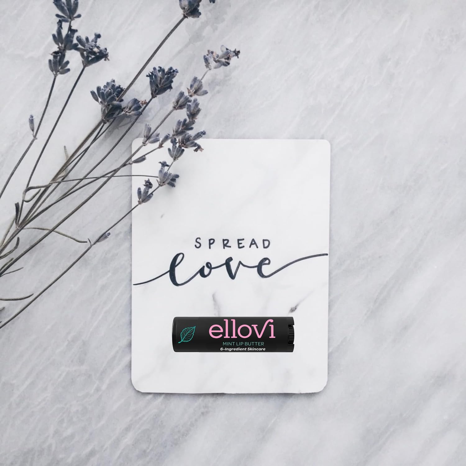 Ellovi Natural Lip Butter Lip Balm - Mint - Pure Enough to Eat - Made With Just 6 Vegan Ingredients - Moisturizing Lip Care for All Day Hydration (Single)